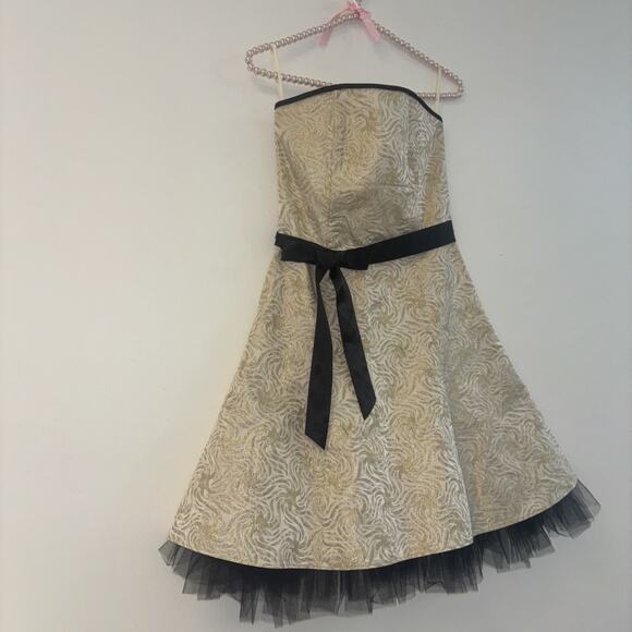 Gunne Sax Dress Sz S 3 Strapless Bow Classy VTG Y2K Whimsigoth 1990s Grunge Rock - Picture 2 of 10